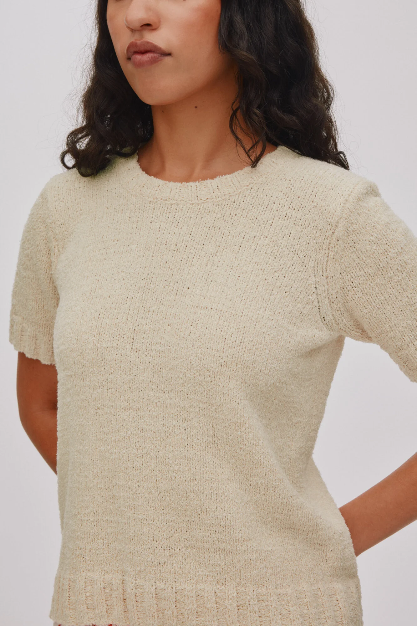 Elka Towelling kortærmet striktrøje - sand - Image 7