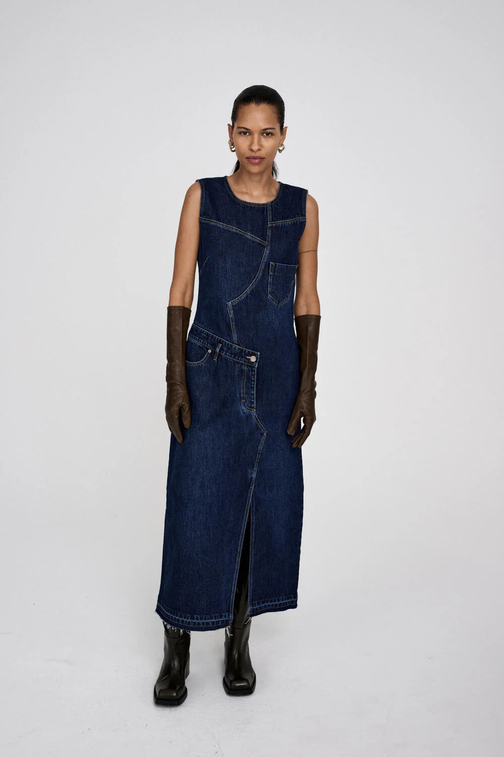 Inette lang denimkjole - Dark Washed Indigo - Image 3