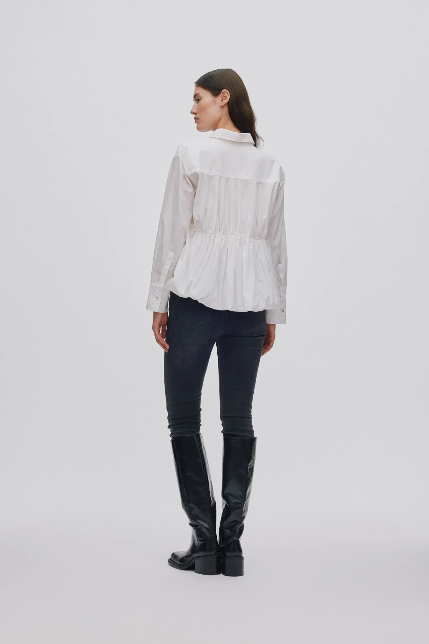 Sophie Poplin Puffed Hem skjorte - hvid - Image 5