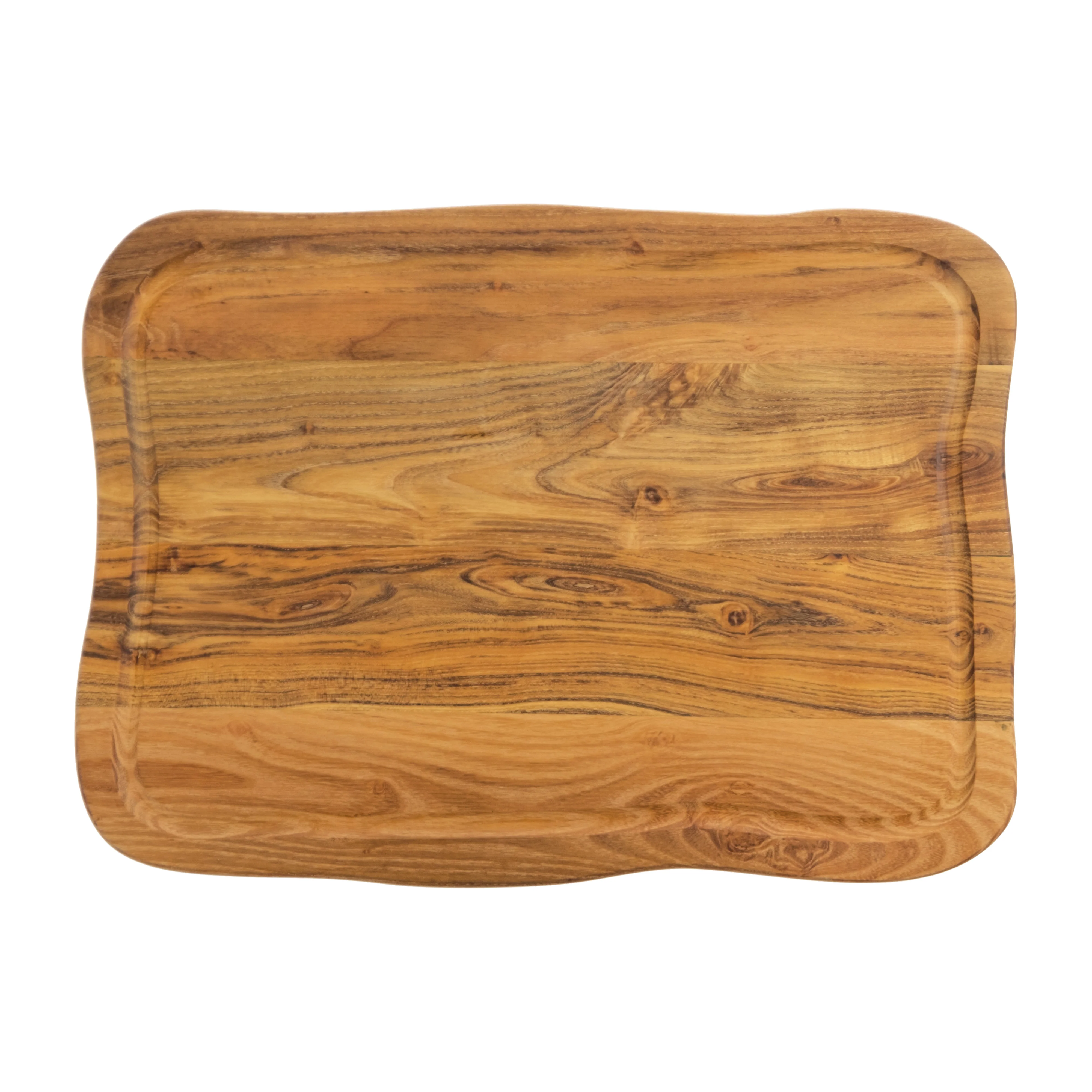 Teak skærebræt m/saftrille - natur