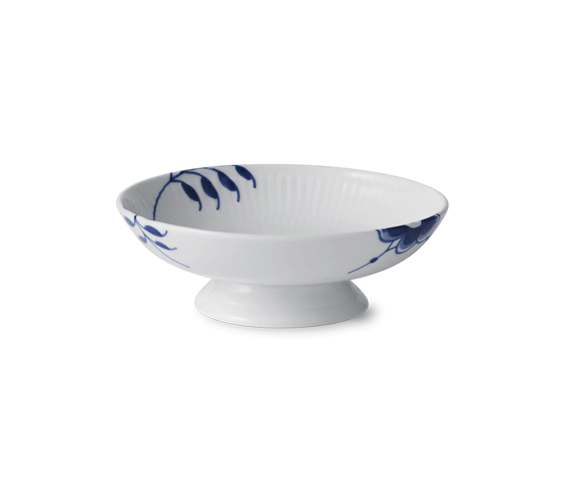 Blå Mega riflet skål på fod - 17 cm. - Image 3