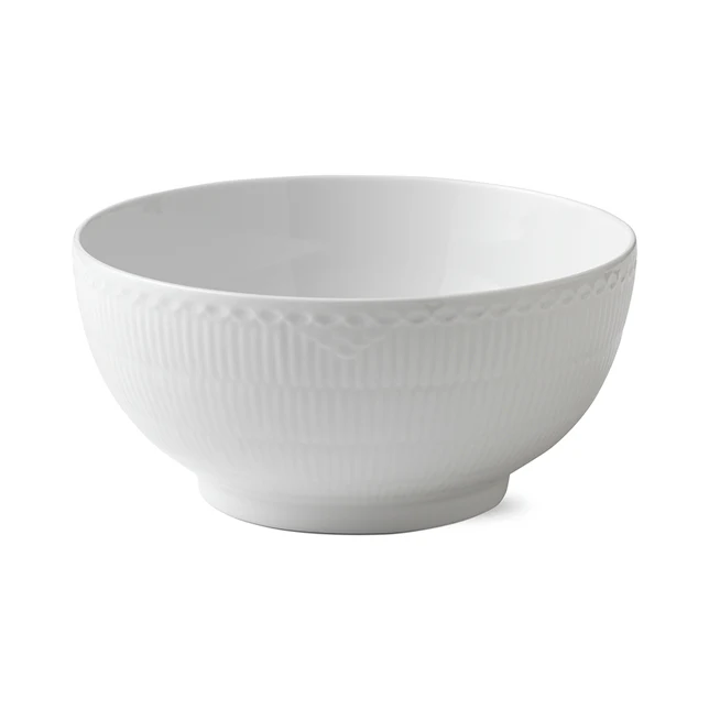 Hvid Halvblonde skål - Ø24 cm.