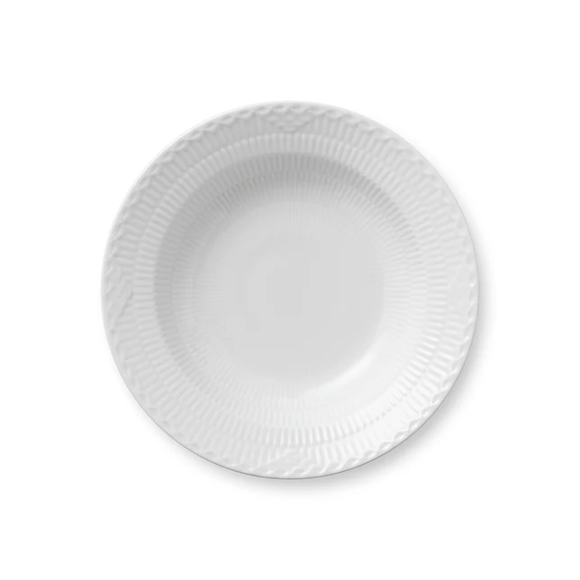 Hvid riflet Halvblonde dyb tallerken - 21 cm.
