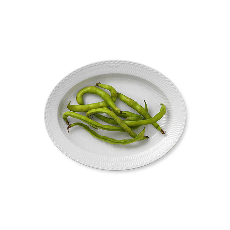 Hvid Riflet Halvblonde fad - 36,5 cm. - Image 2
