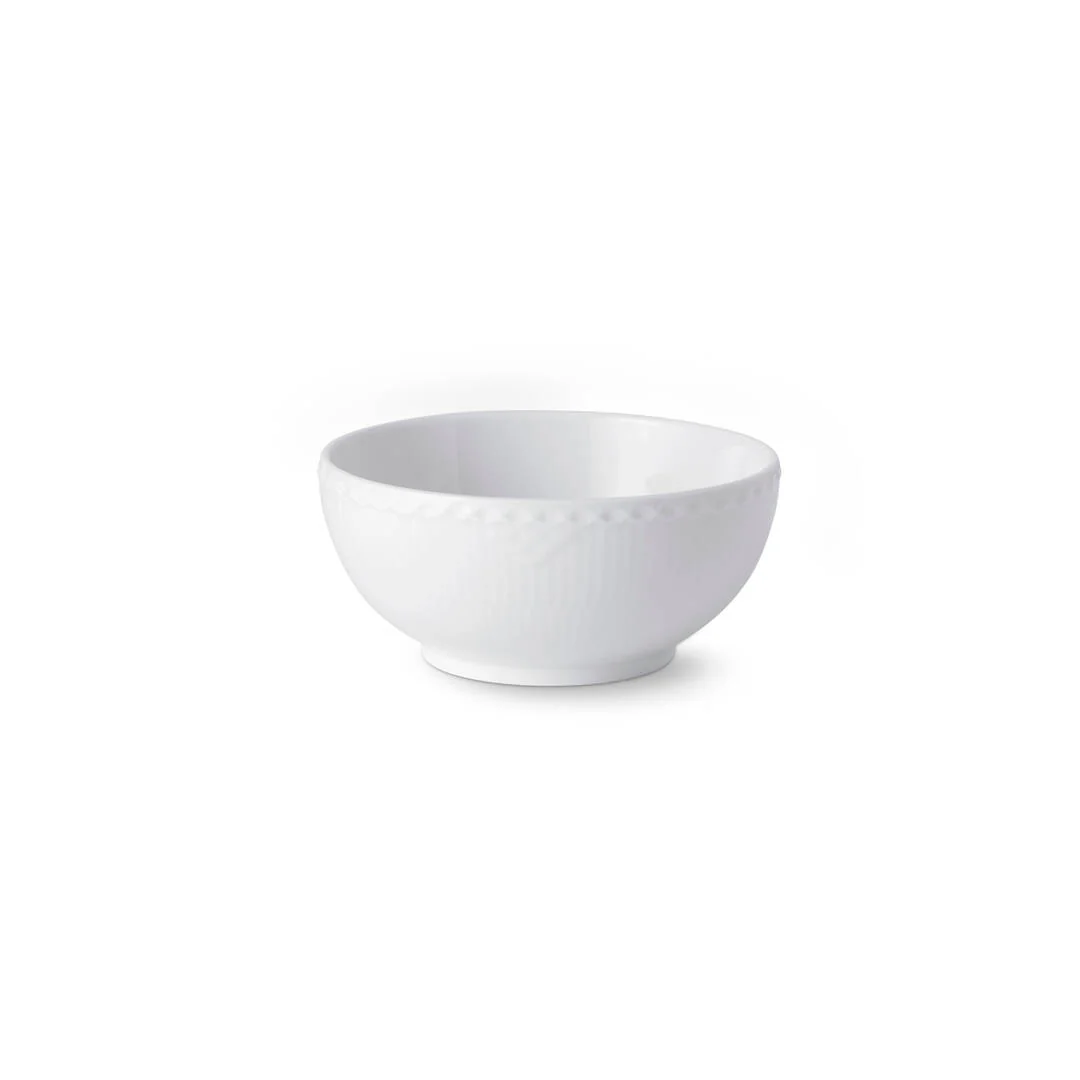 Hvid Riflet Halvblonde skål - Ø15 cm