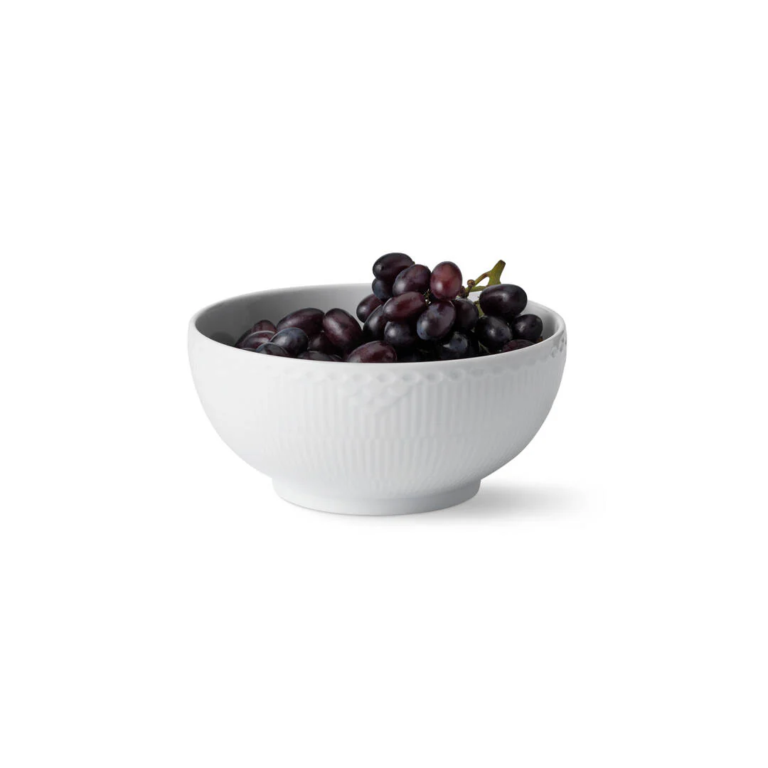 Hvid Riflet Halvblonde skål - Ø18 cm - Image 3