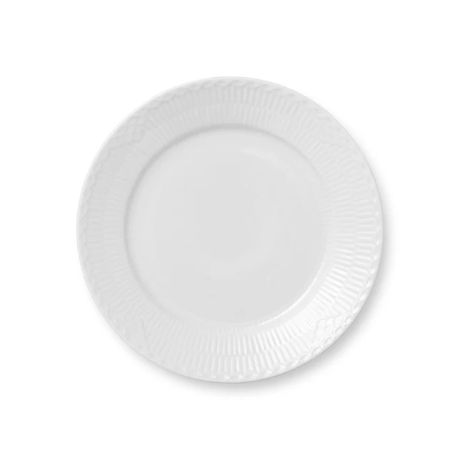 Hvid riflet Halvblonde tallerken - 22 cm.