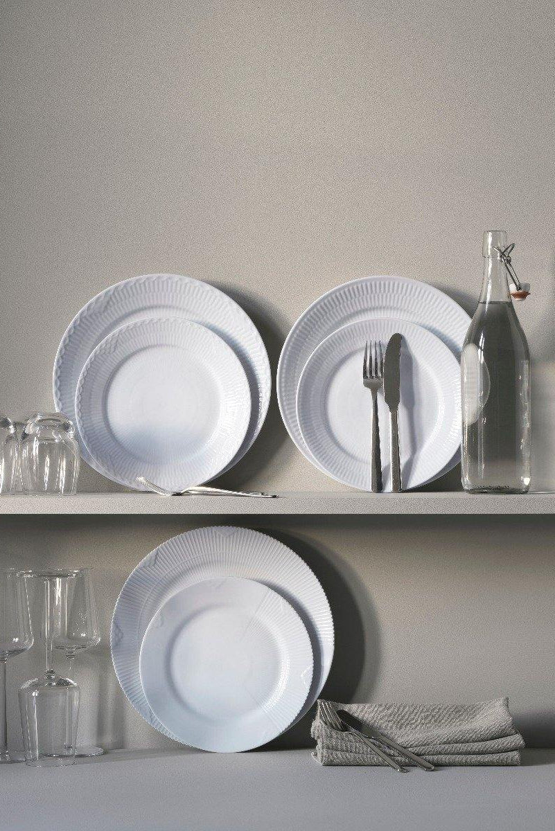 Hvid riflet Halvblonde tallerken - 27 cm. - Image 2
