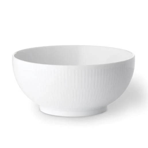Hvid Riflet skål - 21 cm.