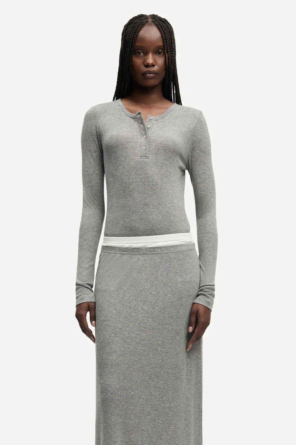Sadodo langærmet t-shirt - Mid Grey Mel.