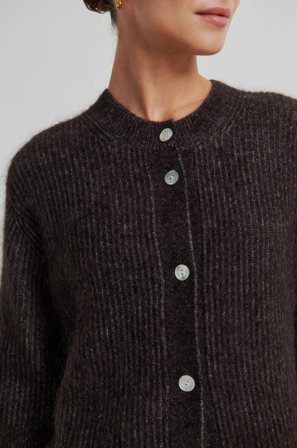 Andrea kortærmet cardigan - Chocolate Torte - Image 3