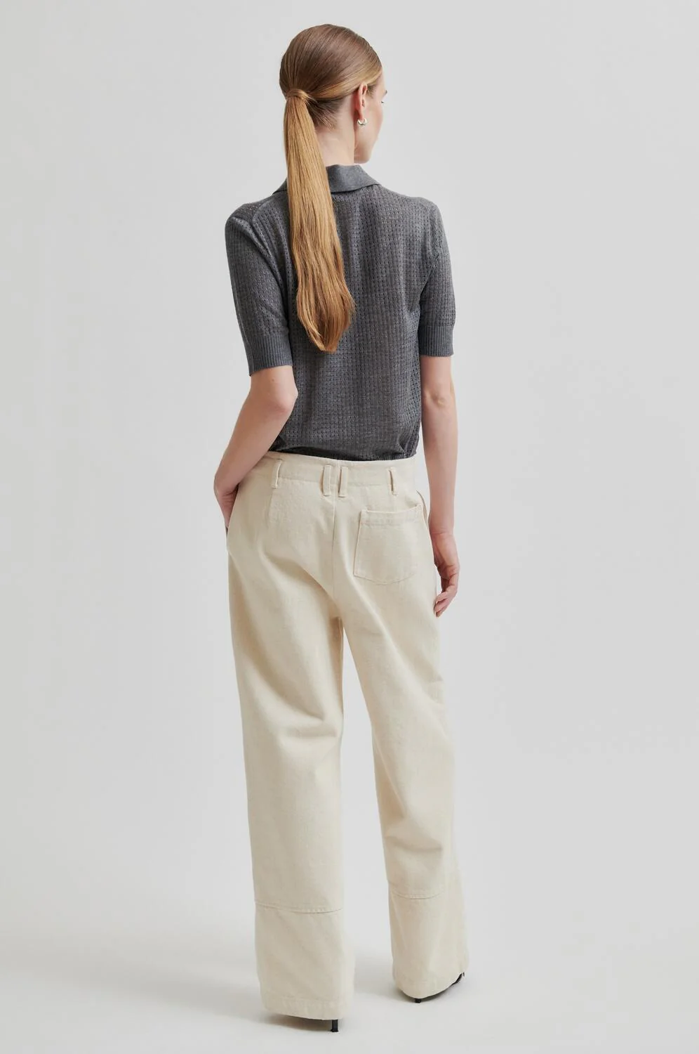 Annika strikket polotrøje - Grey Melange - Image 5