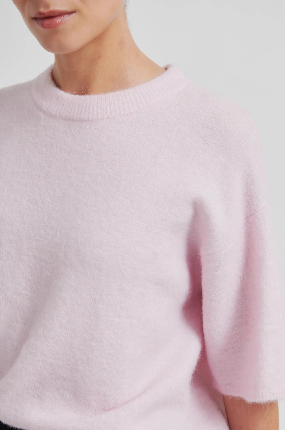 Gabby O-Neck kortærmet striktrøje - Pale Lilac - Image 3