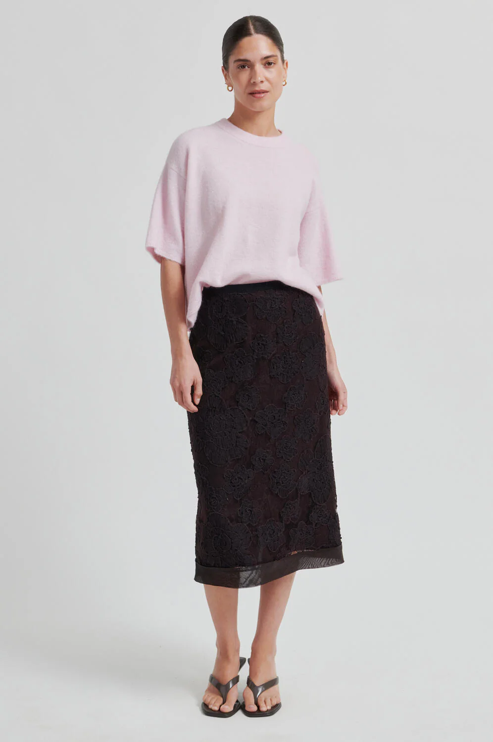 Gabby O-Neck kortærmet striktrøje - Pale Lilac - Image 4