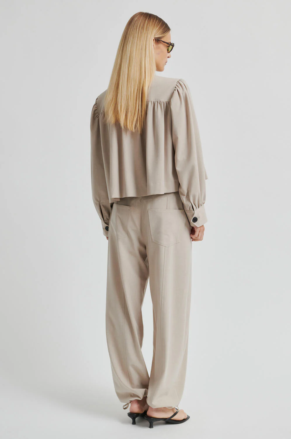 Zoie bukser - Light Beige Melange - Image 5