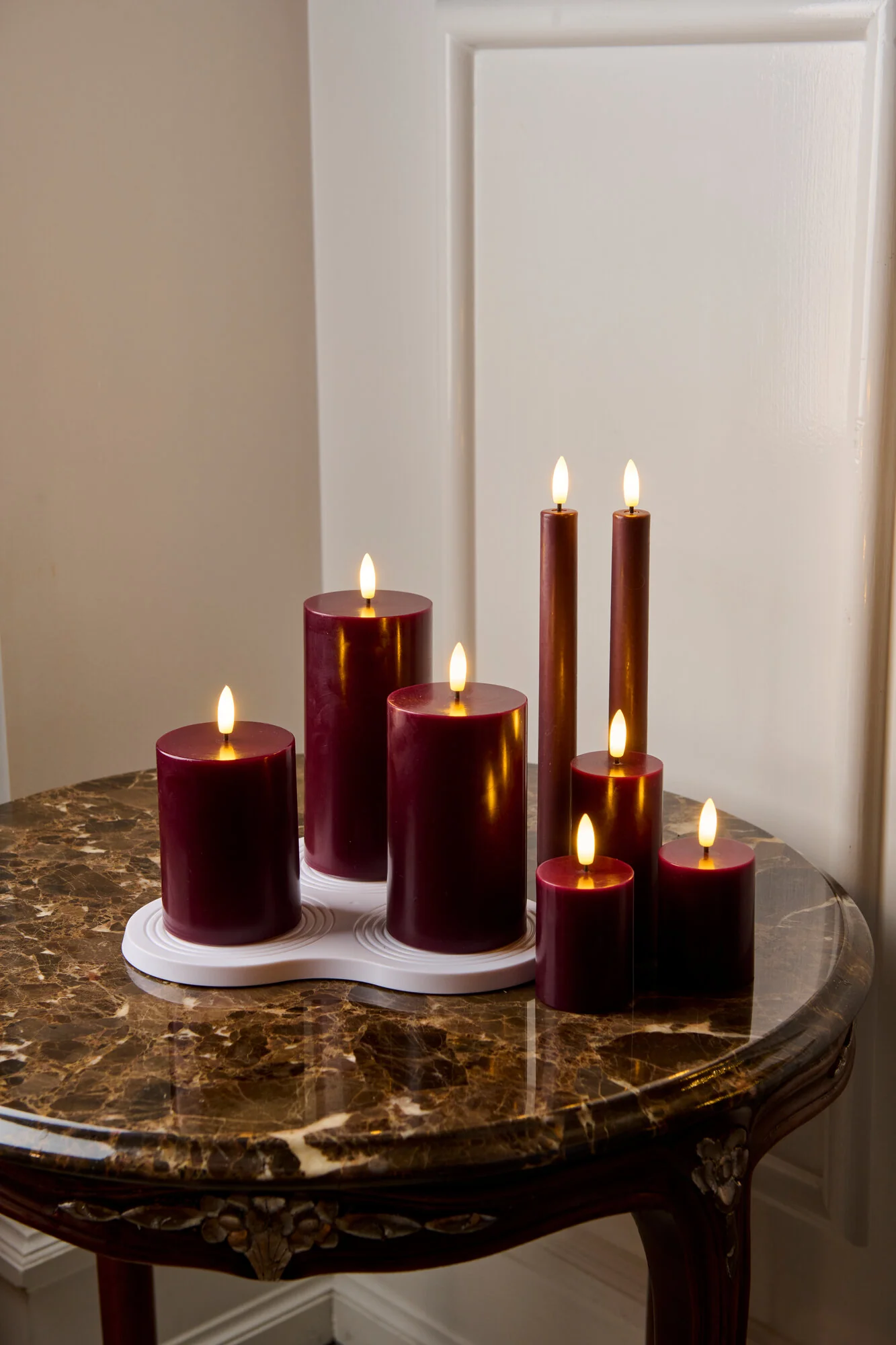 Sille genopladelig kronelys, 2 stk - Bordeaux - Image 2
