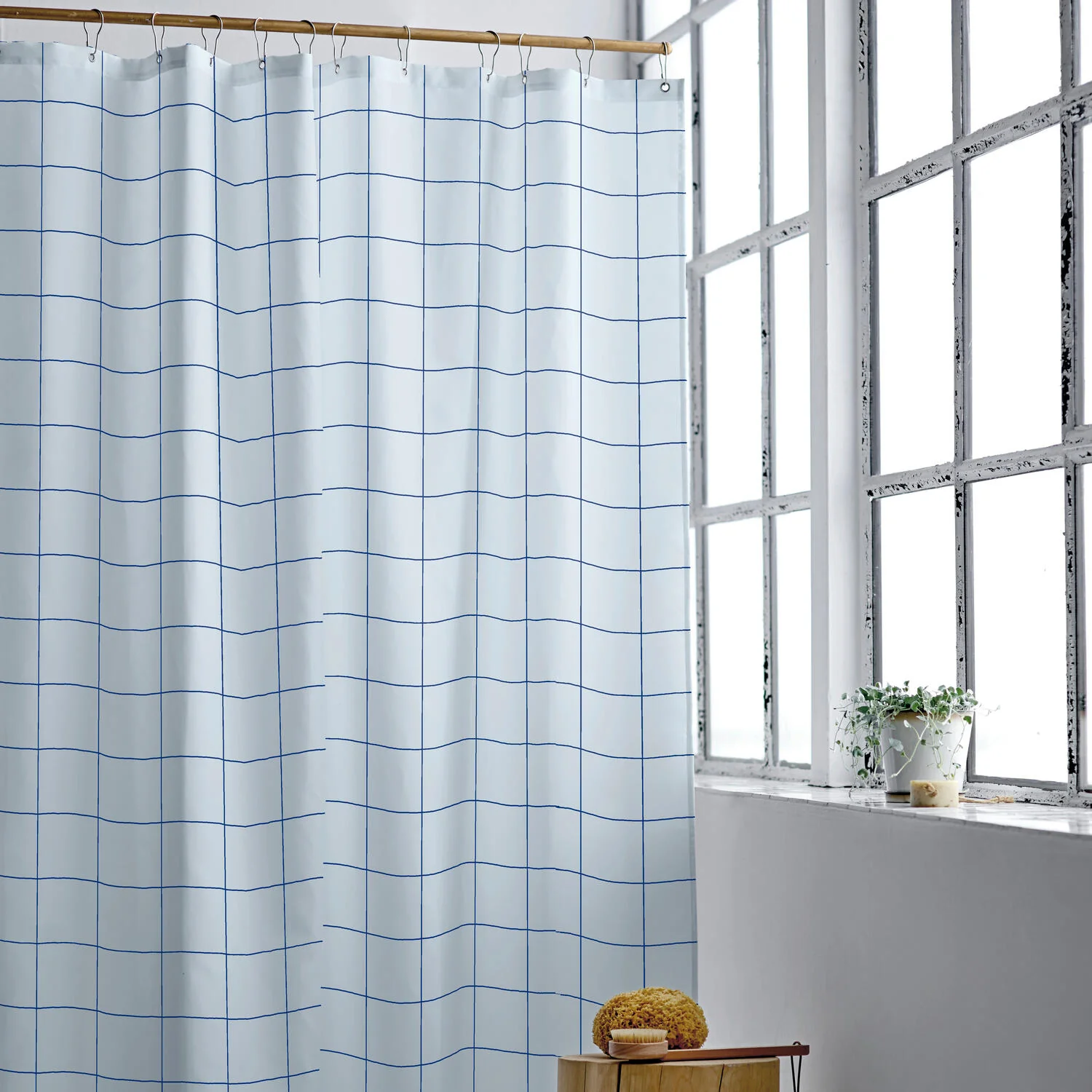 Badeforhæng, Linen Blue - 180x200 cm. - Image 3