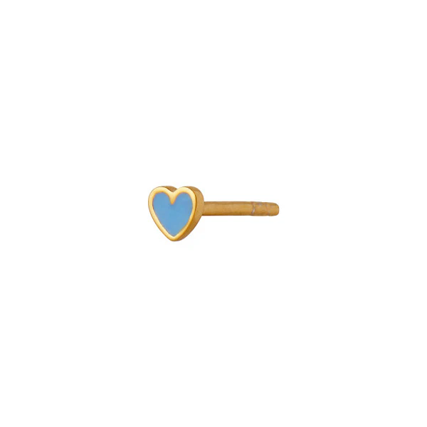 Petit Love Heart ørestikker - forgyldt/light blue
