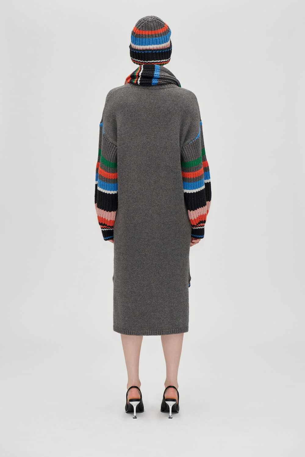 Crewneck Chunky Sleeve kjole - Chunky Stripes - Image 3