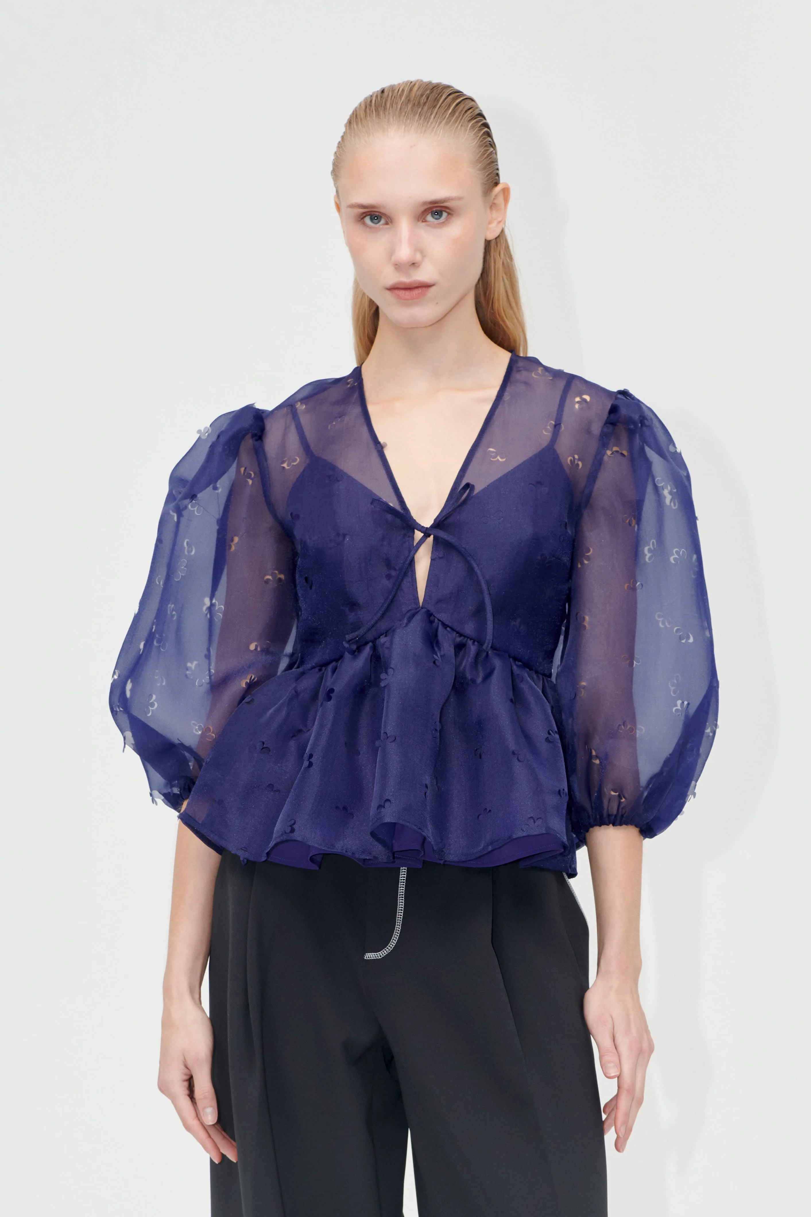 Long Bow bluse - Ditzy Floral