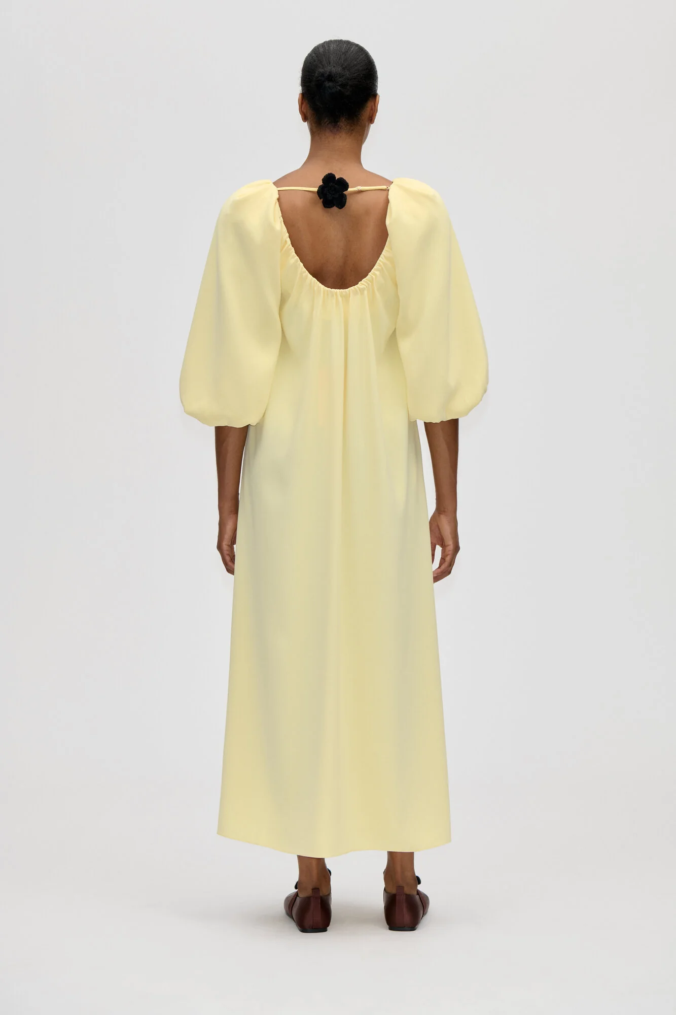 Romantic Voluminous Sleeve kjole - Pastel Yellow - Image 3