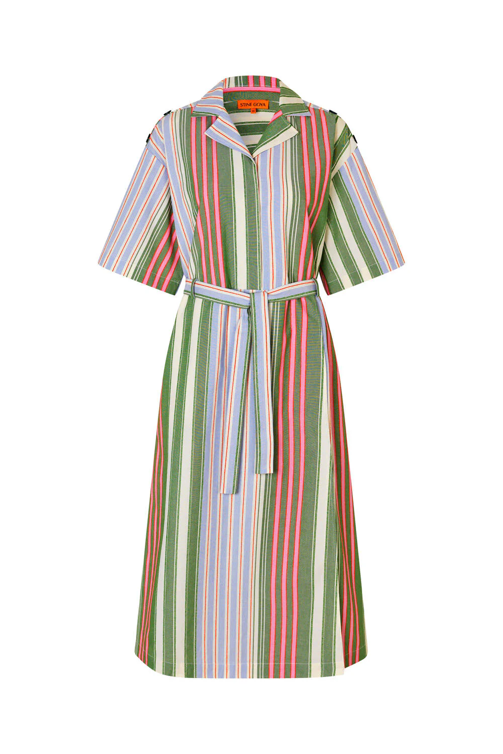 Workwear midi kjole - Forest Stripe - Image 2