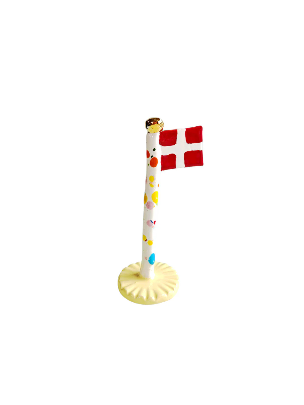 Keramik Harlekin Flag m. guldknap, Pale Mirabelle - H14-18 cm.