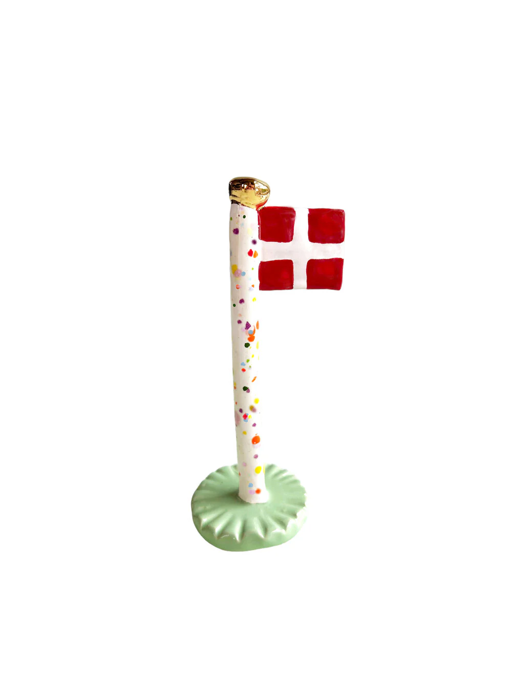 Keramik Harlekin Flag m. guldknap, Pale Spring - H14-18 cm.