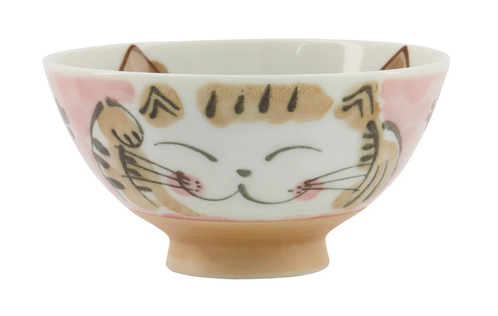 Kawaii Rice skål, Fuku Cat Neko Pink - 300 ml