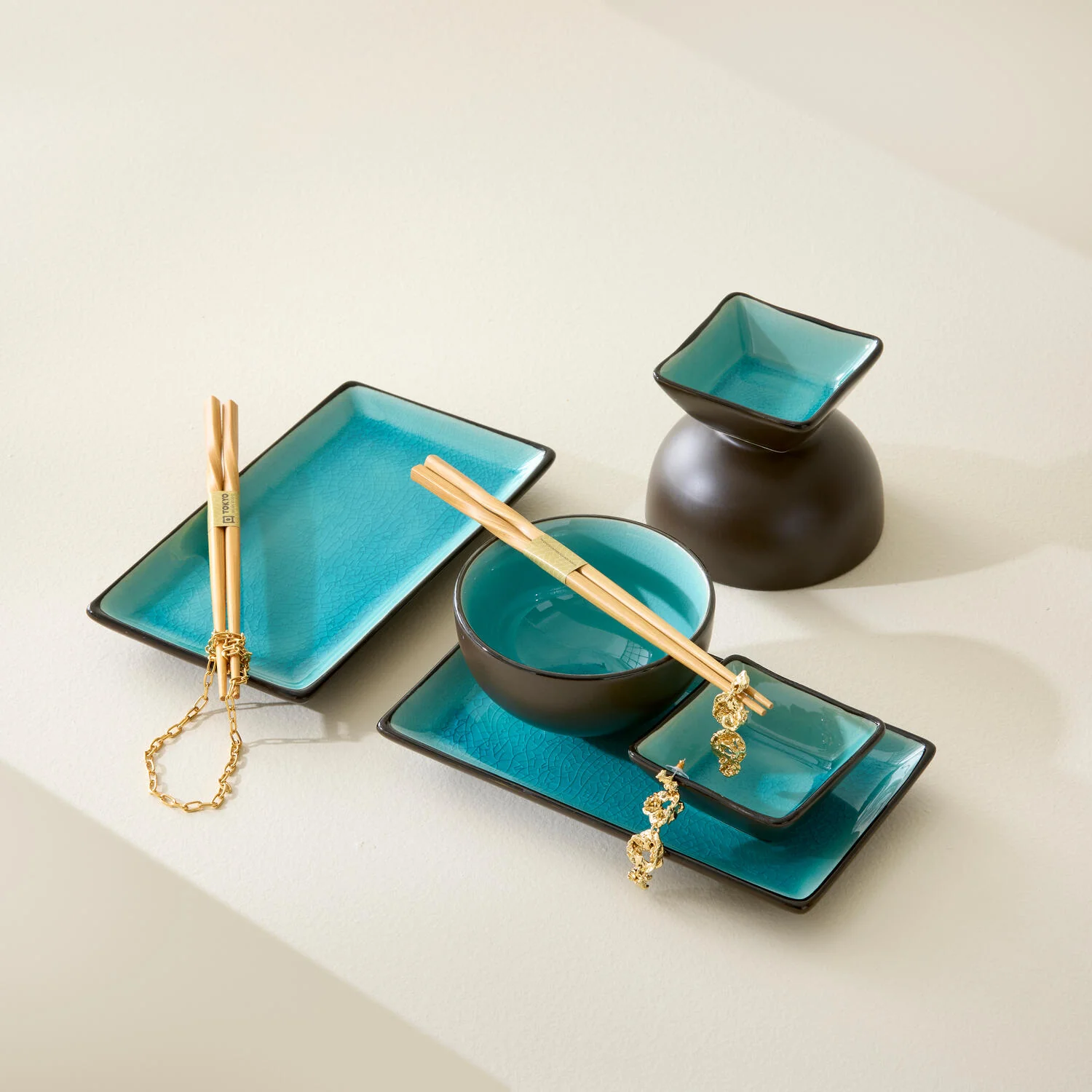 Sushi sæt, Glassy Turquoise - 8 dele - Image 2