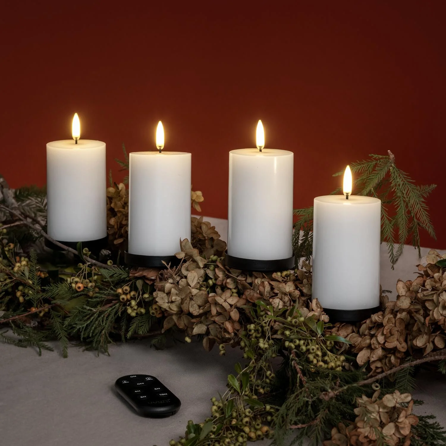 Gaveæske m. spike, fjernbetjening, LED bloklys - Nordic White - Image 2