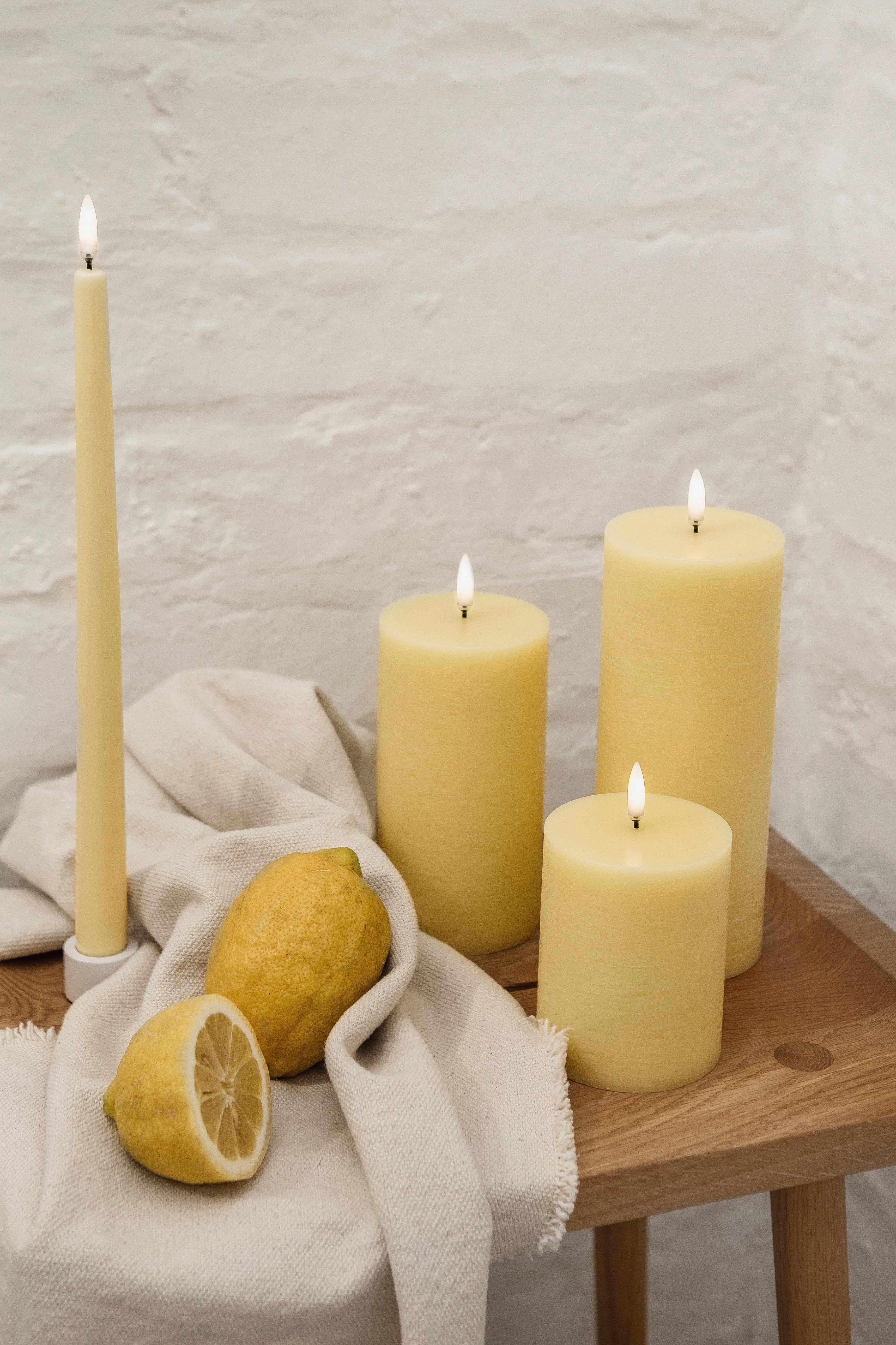 LED Rustic pillar lys, Wheat Yellow - H15 cm. - Image 2