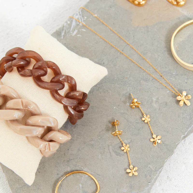 Flat Chain armbånd - Caramel Marble - Image 2