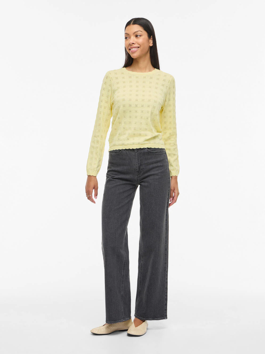 Viambelle Pointelle striktrøje - Pastel Yellow - Image 5