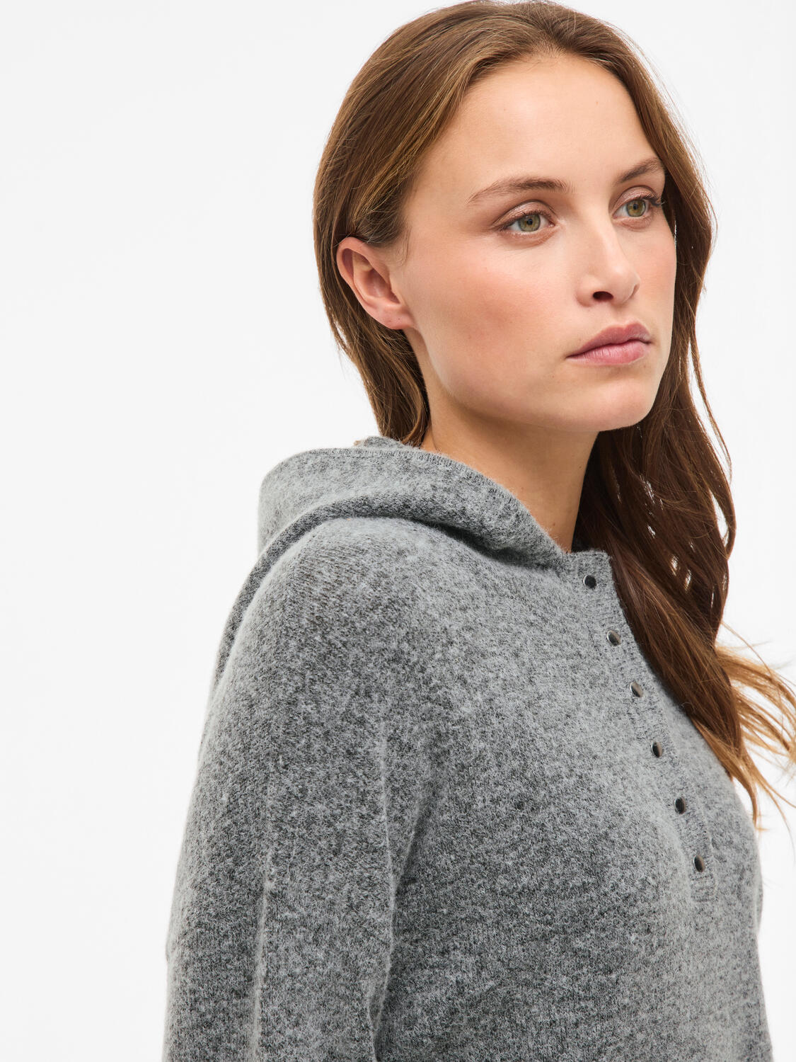 Vicasti strikket hoodie - Medium Grey Melange - Image 8