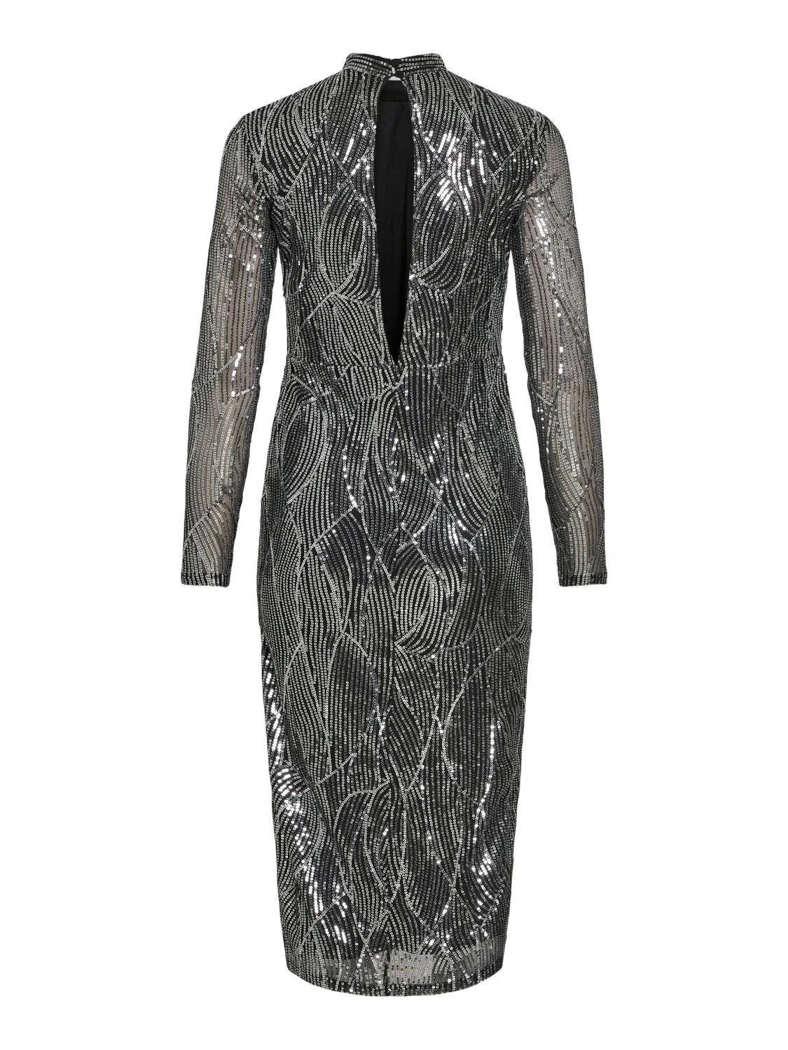 Vigigi Highneck Sequin L/S midi kjole - Black Beauty - Image 3