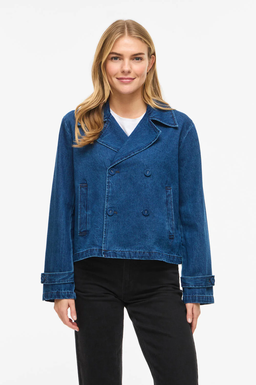Vinata Short denimjakke - Dark Blue Denim - Image 6