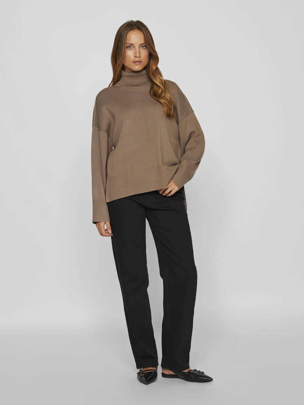 Viostria rullekrave L/S striktrøje - Fossil - Image 7