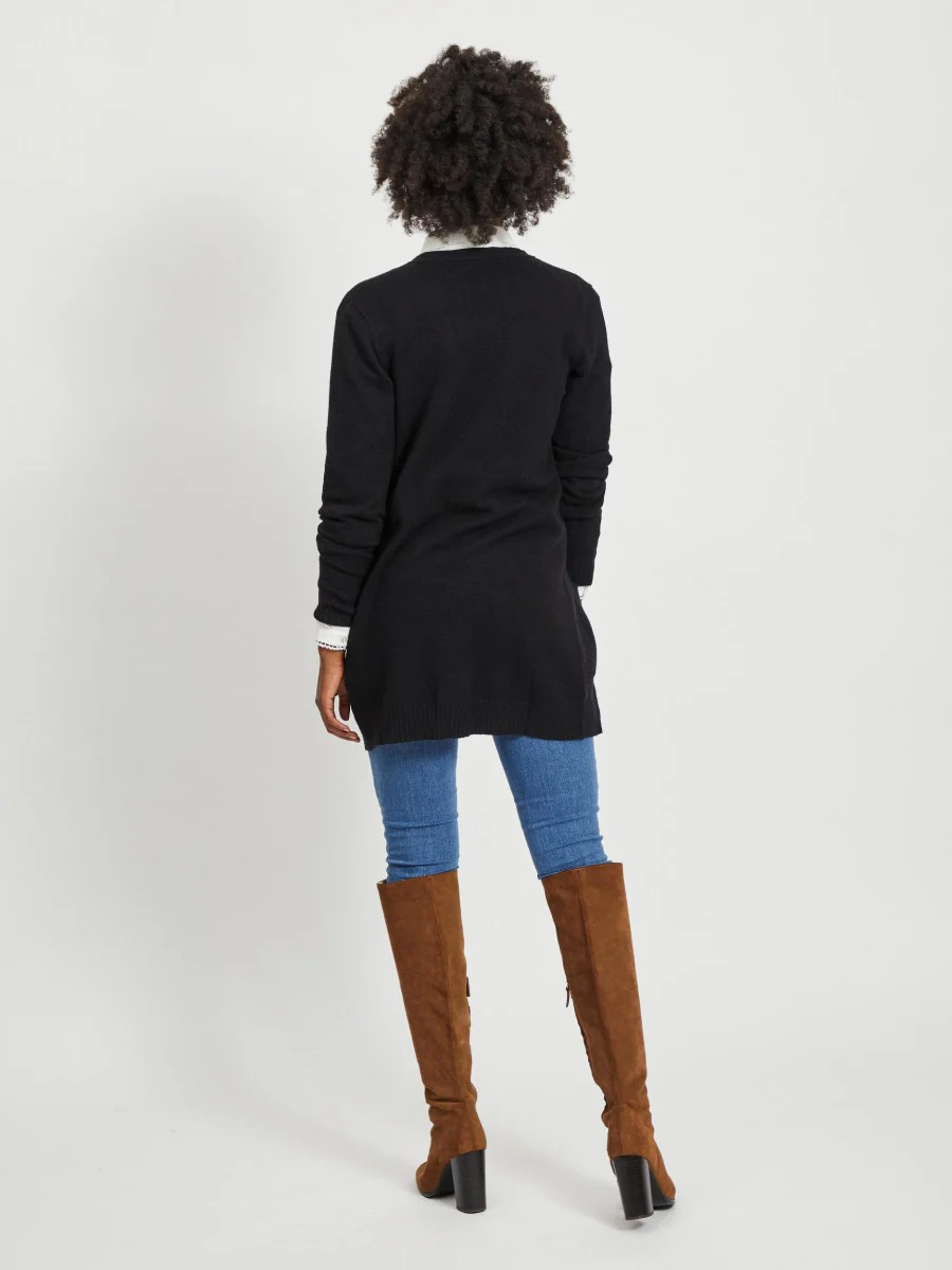Viril l/s open knit cardigan-noos - sort - Image 7