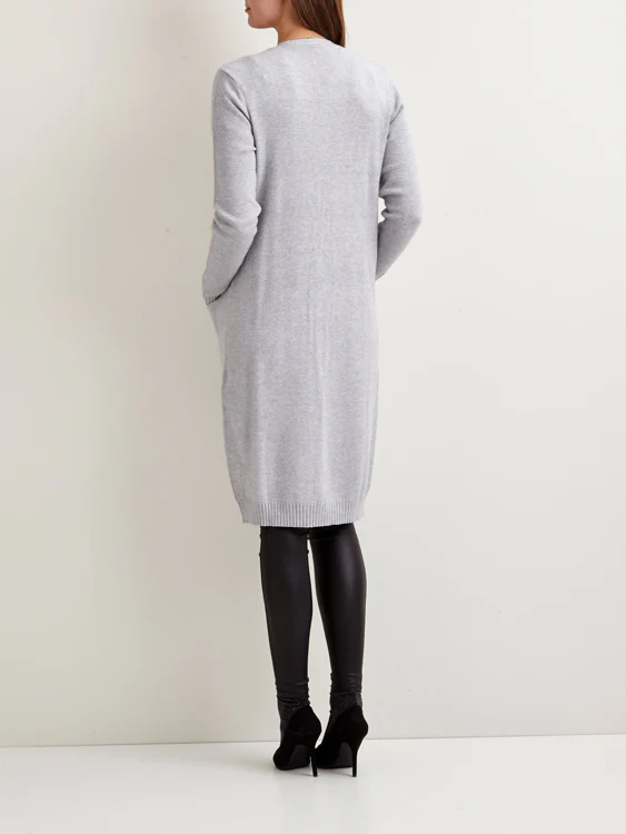 Viril lang strikket cardigan - Light Grey melange - Image 3