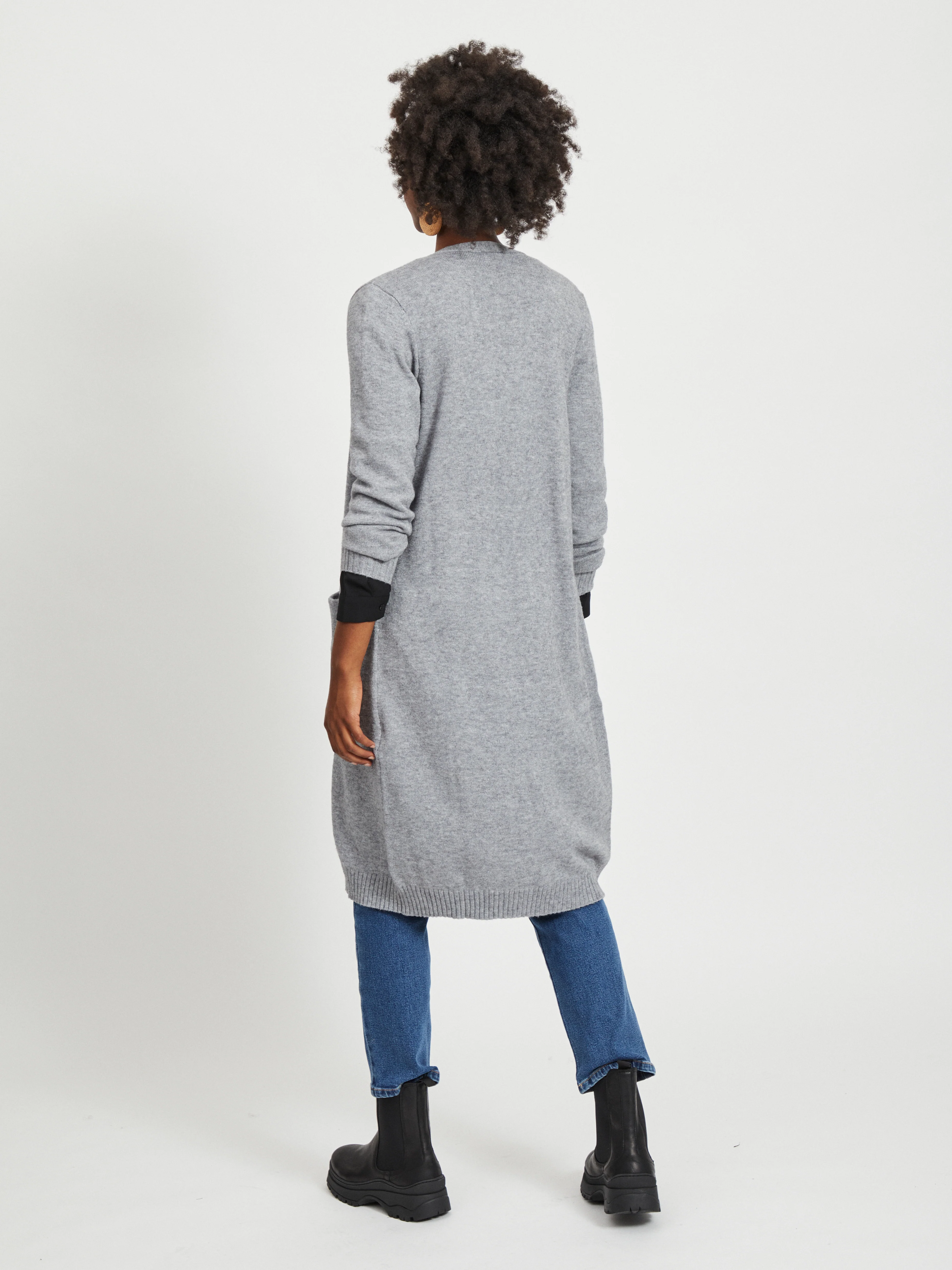 Viril Long L/S cardigan - Medium Grey Melange - Image 6
