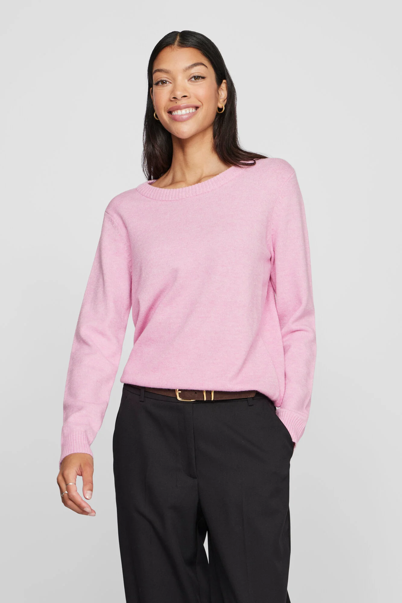 Viril O-Neck L/S striktrøje - Bonbon