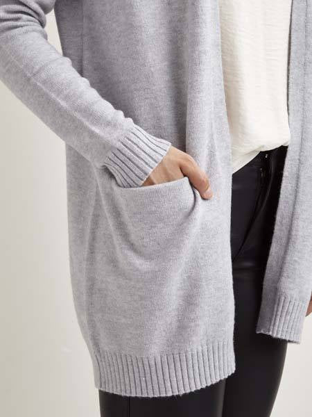 Viril open knit noos cardigan - Light Grey melange - Image 3
