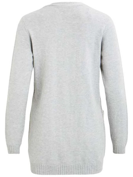 Viril open knit noos cardigan - Light Grey melange - Image 4