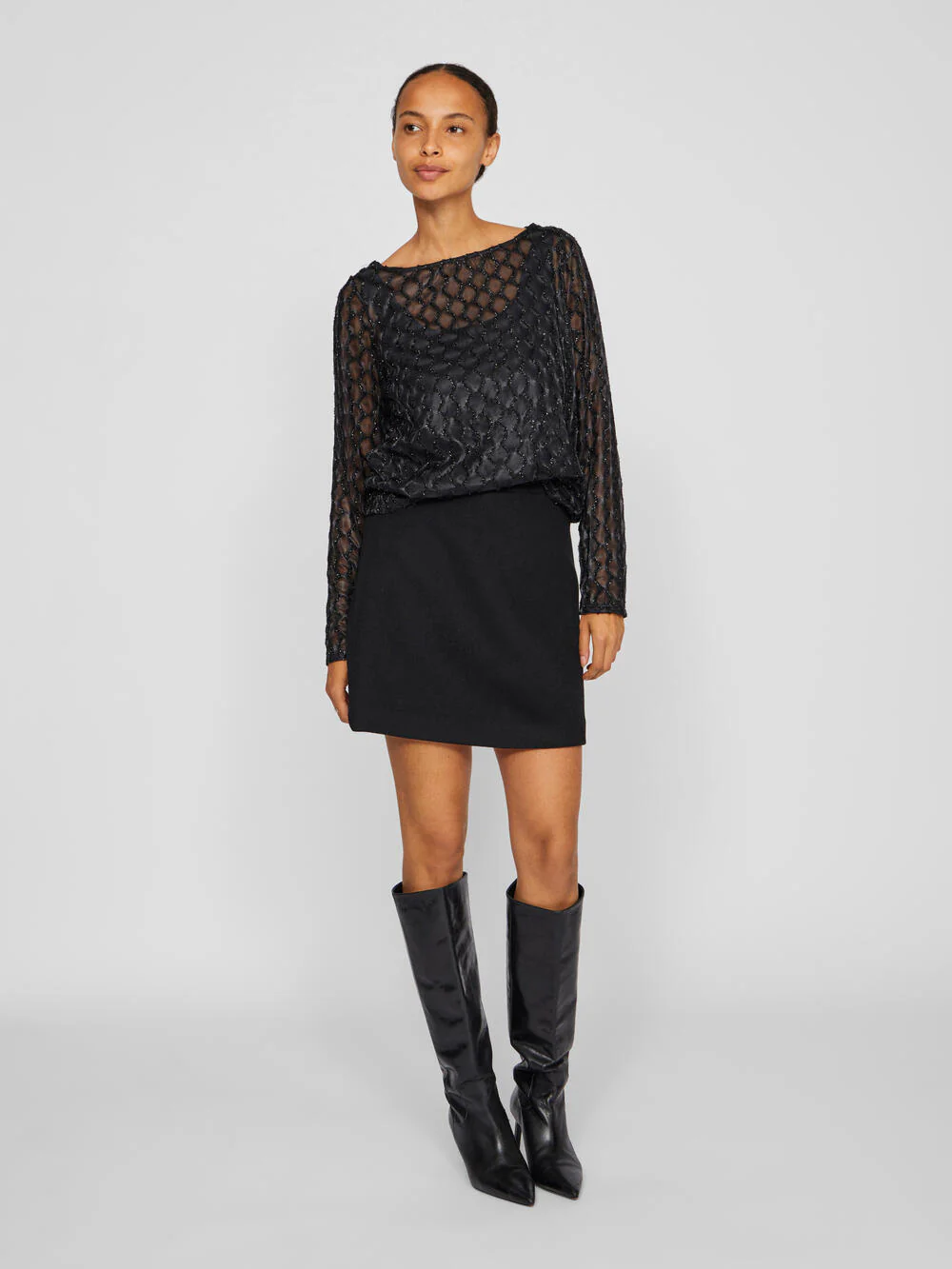 Vizalma Boatneck L/S bluse - Black Beauty - Image 3