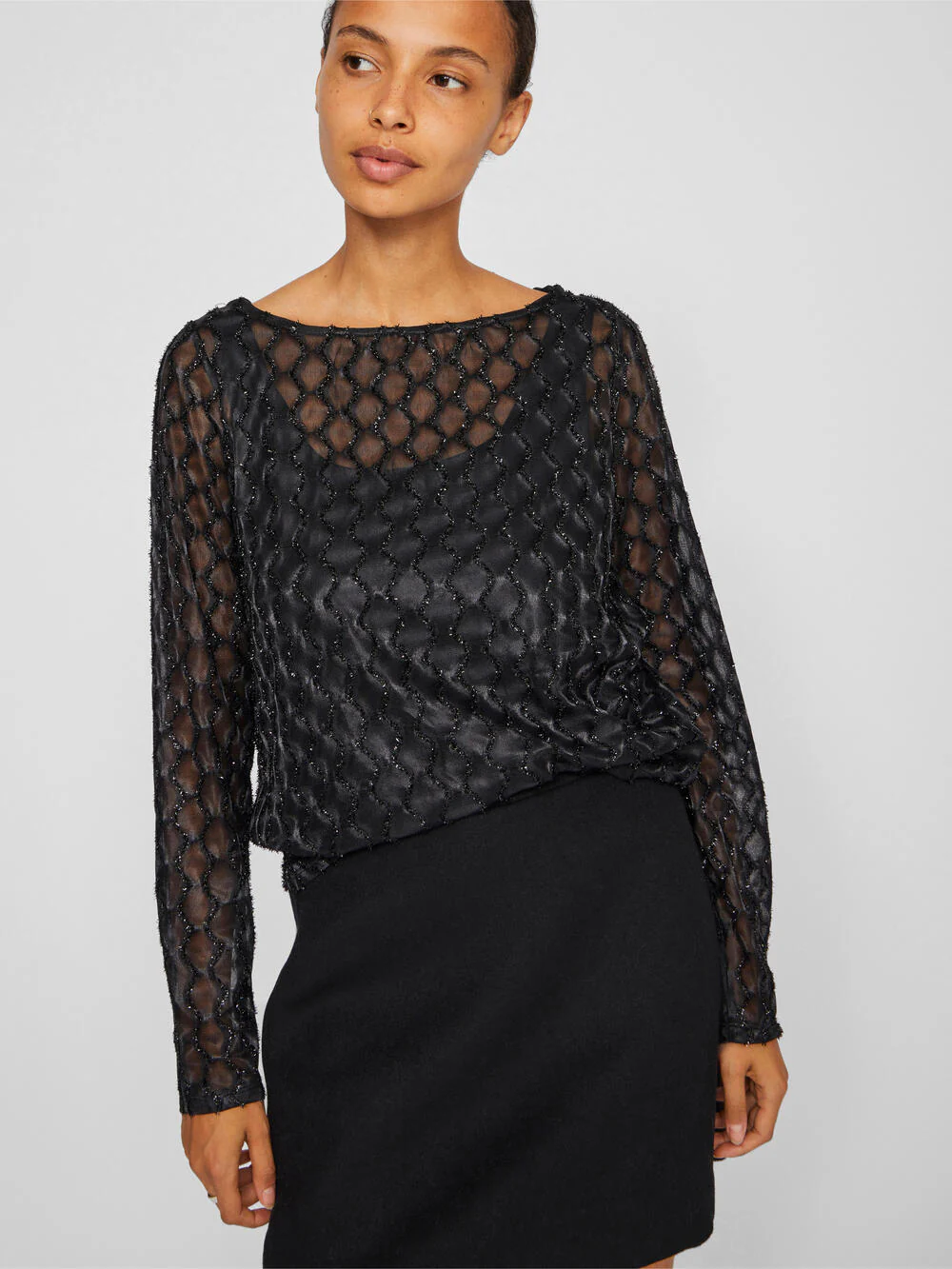 Vizalma Boatneck L/S bluse - Black Beauty - Image 6